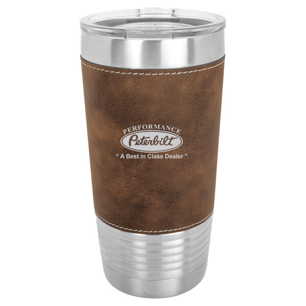 PPBLT - 20 oz. Laserable Leatherette Polar Camel Tumbler with Clear Lid Thumbnail
